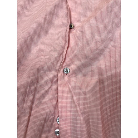 Calvin Klein Shirt Mens 17 34/35 Pink Mini Check Regular Fit Mens Large - Picture 3 of 13